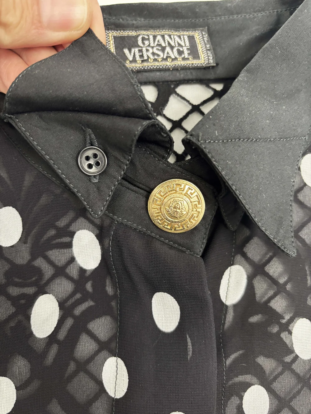 90’s gianni versace shirt 1990S GIANNI VERSACE Multicolor Geometric Silk Men's Shirt